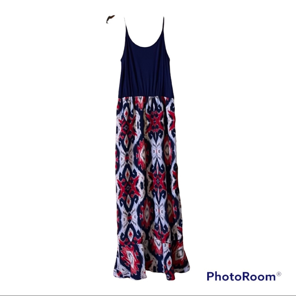 Patriotic Charming Charlie summer maxi dress, adjustable spaghetti straps (Mlb)